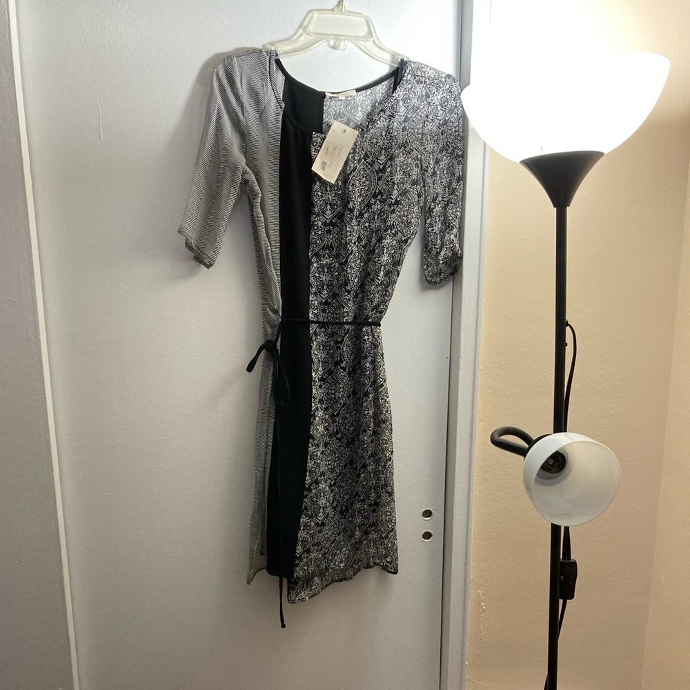Gray and black dress
